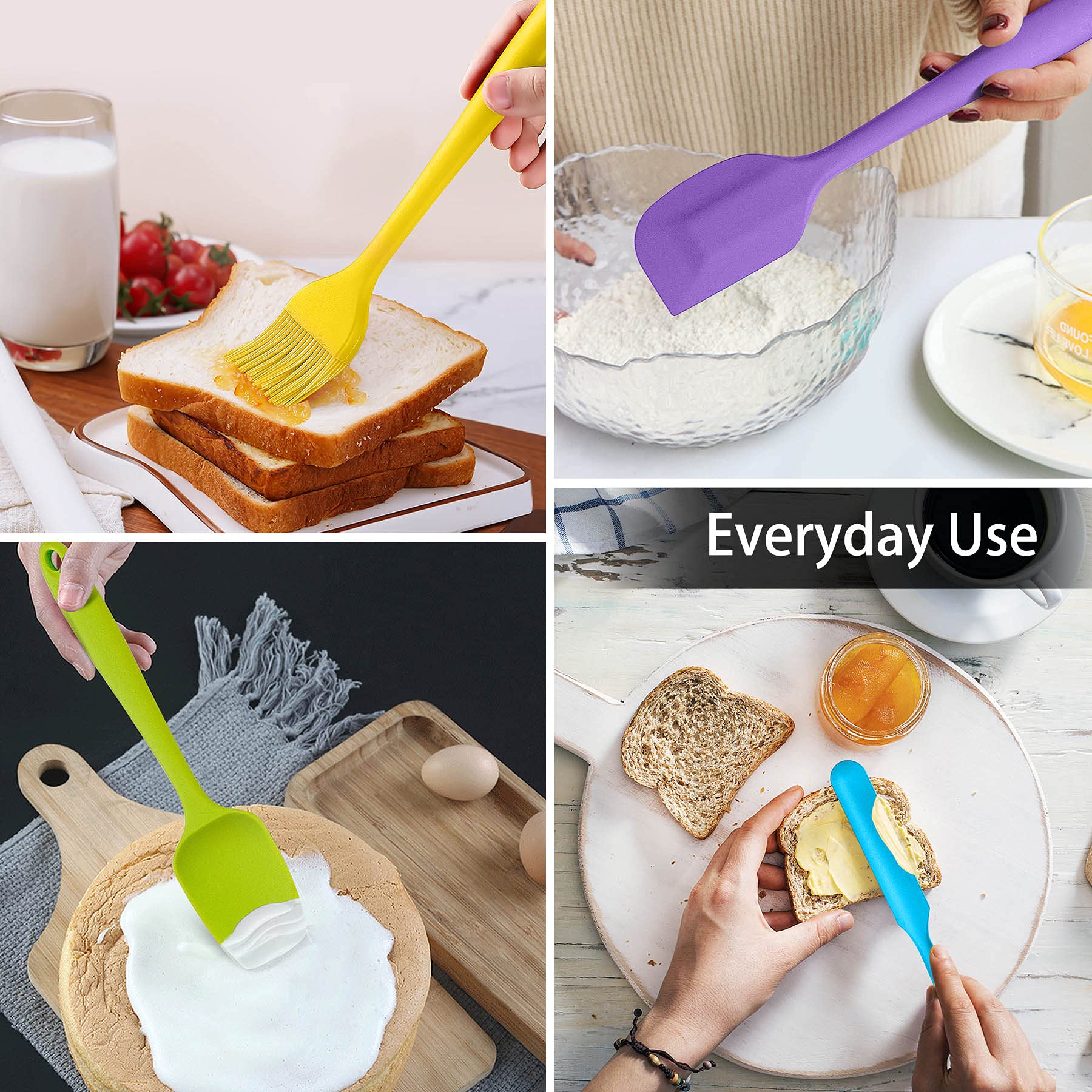LIANYU 15-Piece Kitchen Cooking Utensils Set with Holder  Silicone Kitchen Tools Stainless Steel Handle  Slotted Spatula Spoon Turner Tong Whisk Brush for Cooking  Colorful